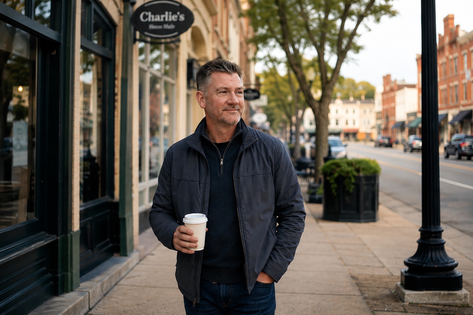 Jason Lange on Main Street, approachable and confident